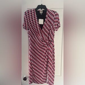 Anne Klein Pink and Black Geometric Dress